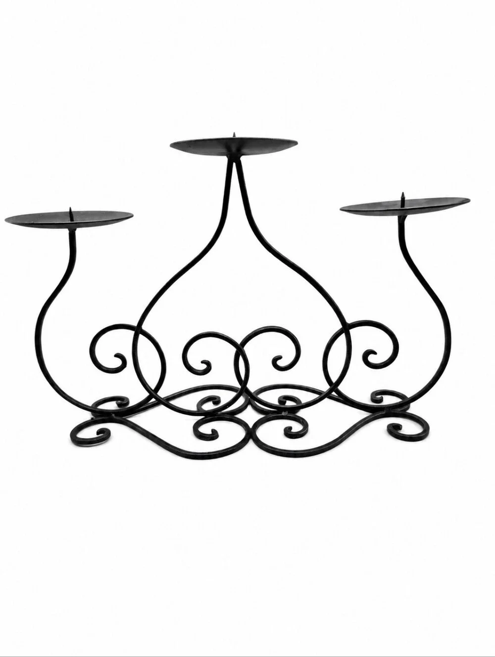 Bronze Scrollwork 3-Arm Metal Candelabra